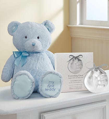Blue My First Teddy by Gund® with Hand Print Kit